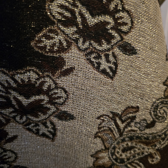 Accessory Street Multicolored Metallic Gold/Brown Long Fringed Scarf - Picture 9 of 10